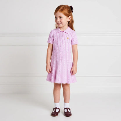 Cable Knit Polo Dress in Lilac