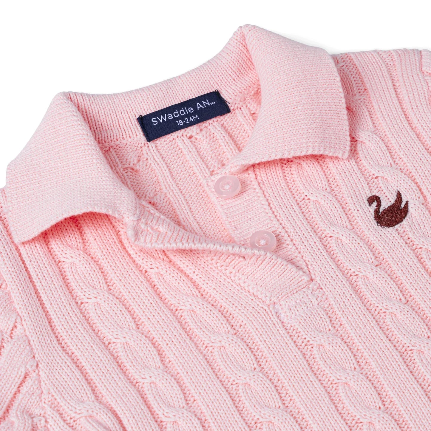 Cable Knit Polo Dress in Pink
