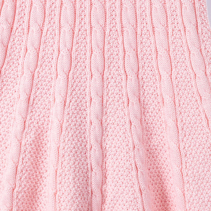 Cable Knit Polo Dress in Pink
