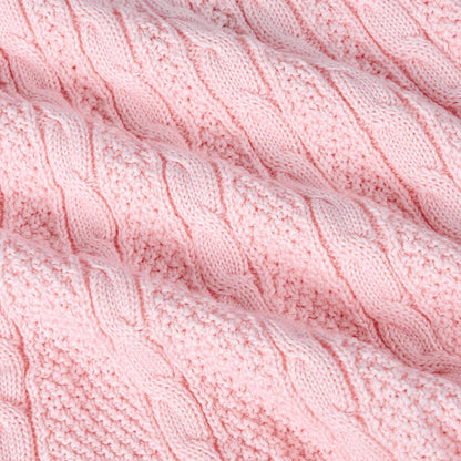 Cable Knit Polo Dress in Pink