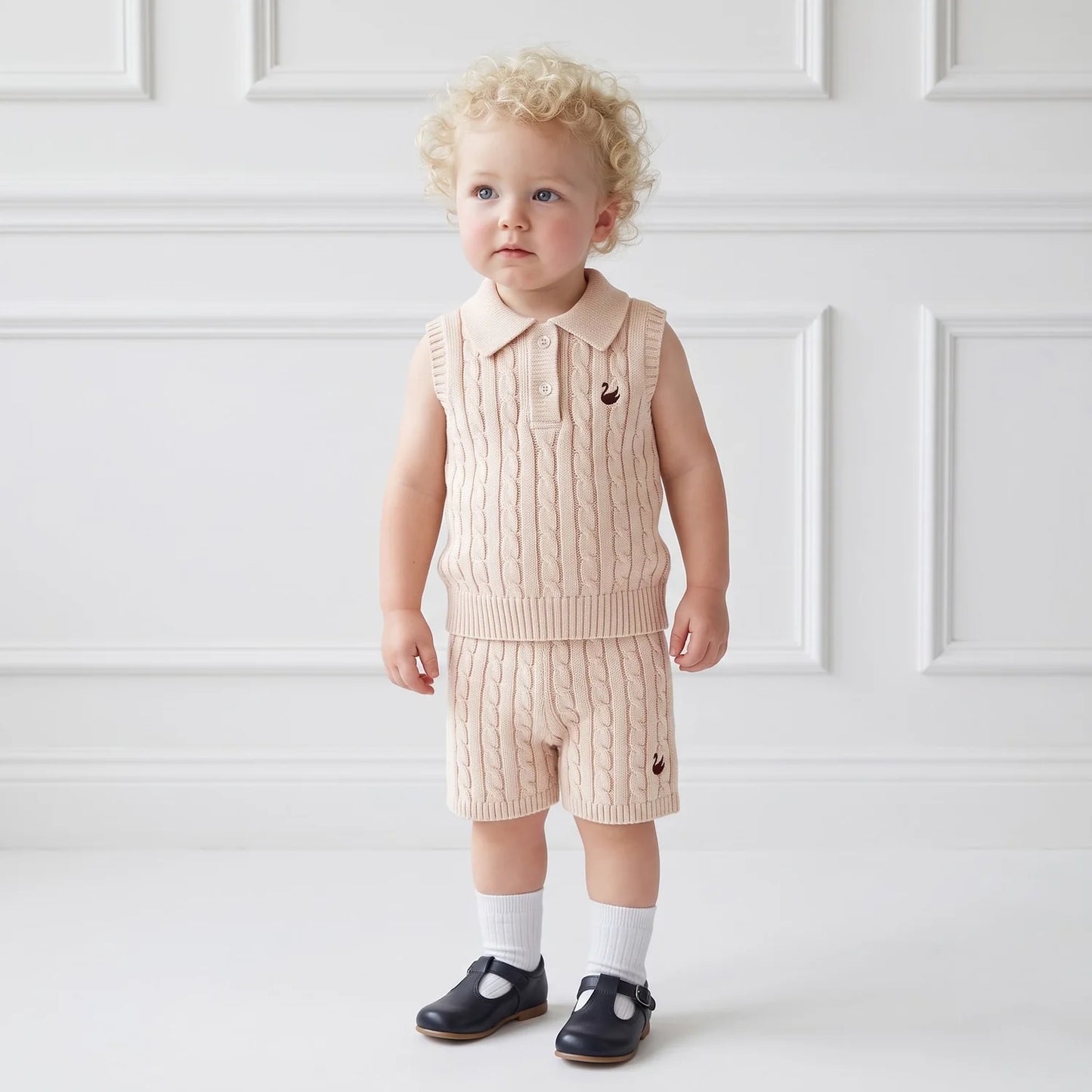 Cable Knit Short in Beige