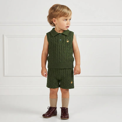 Cable Knit Short in Forest Green