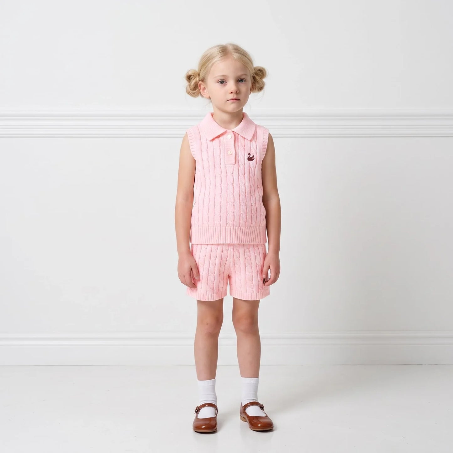 Cable Knit Short in Pink