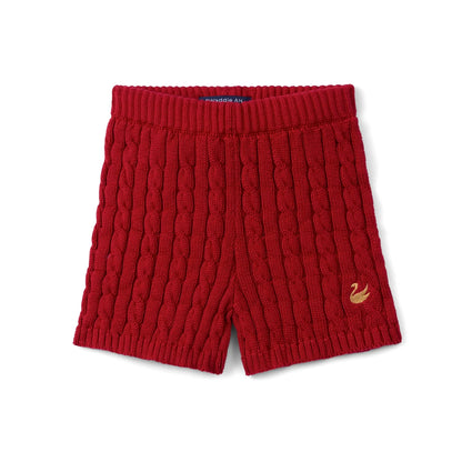 Cable Knit Short in Red Xmas