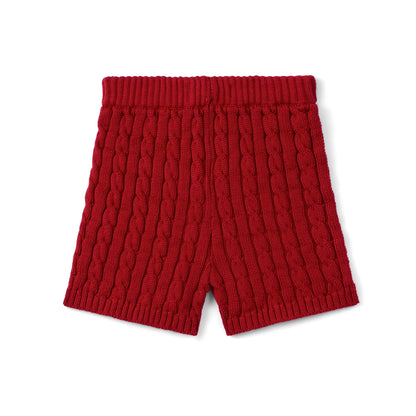 Cable Knit Short in Red Xmas