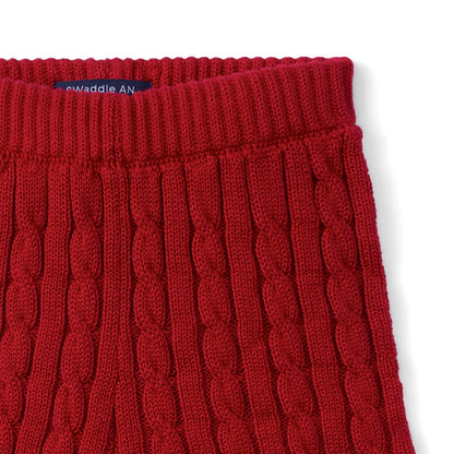Cable Knit Short in Red Xmas