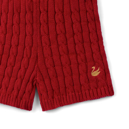 Cable Knit Short in Red Xmas