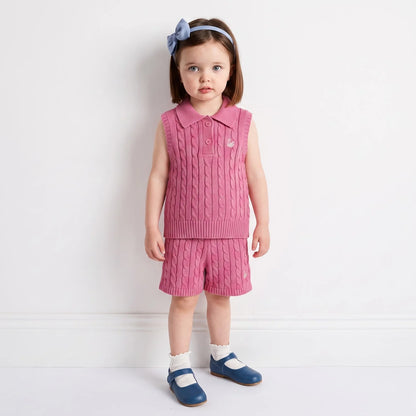 Cable Knit Short in Rose Pink