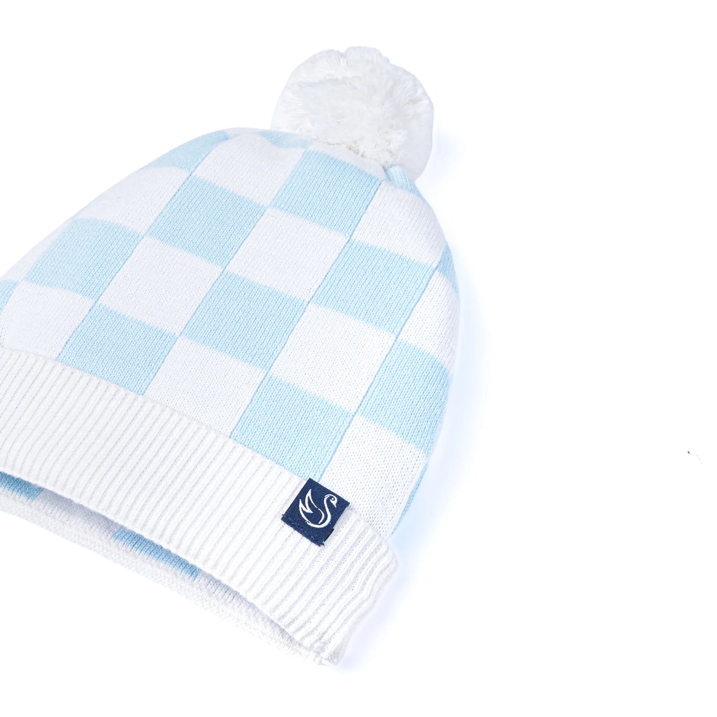 Blue Checker Baby Knit Beanie