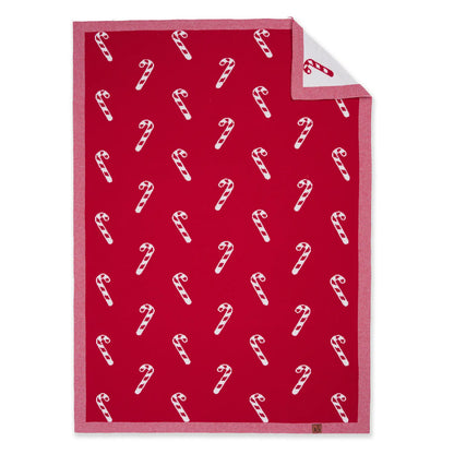 Christmas Candy Cane Jacquard Knit Baby Blanket