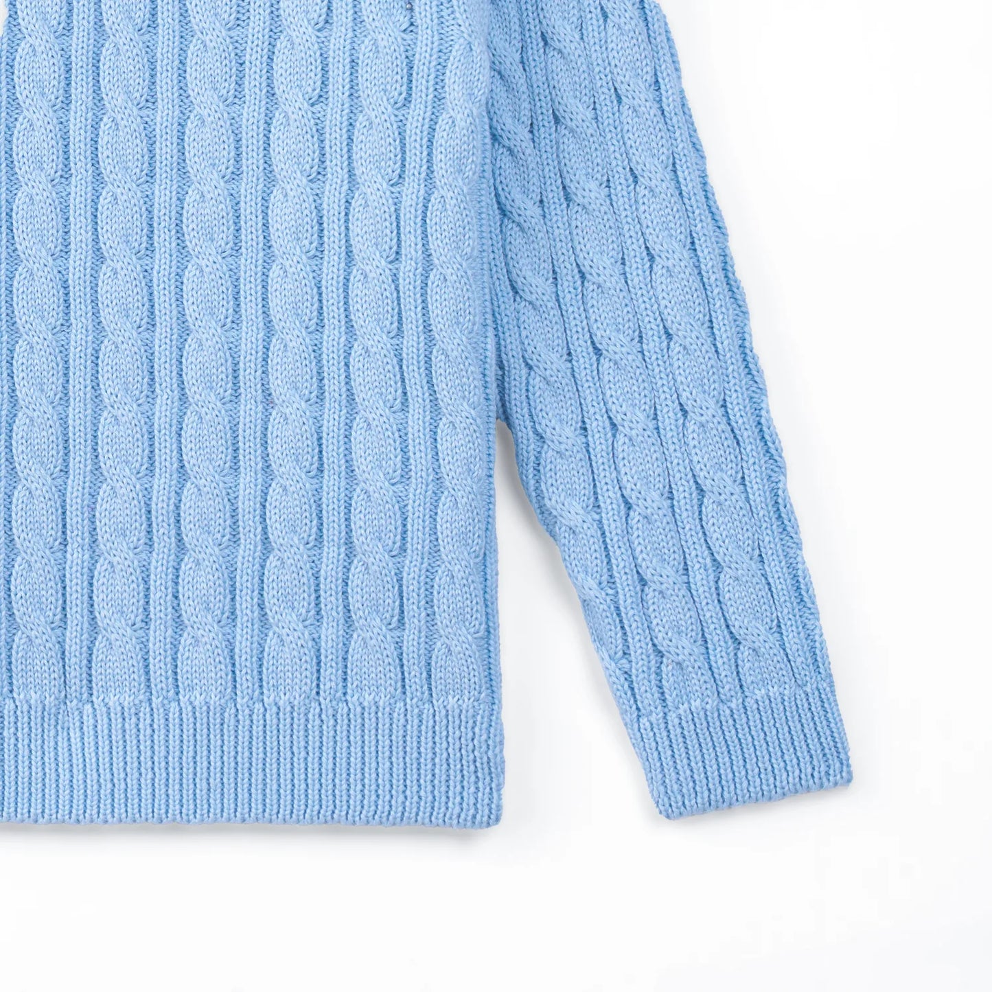 Classic Cable Knit Baby Sweater in Baby Blue