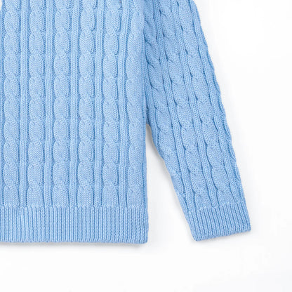 Classic Cable Knit Baby Sweater in Baby Blue