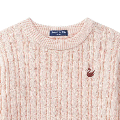 Classic Cable Knit Baby Sweater in Beige
