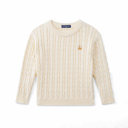 Classic Cable Knit Baby Sweater in Cream