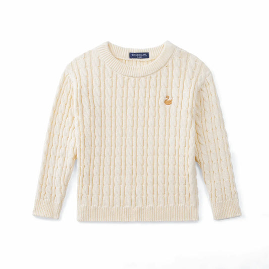 Classic Cable Knit Toddler Sweater – Cream