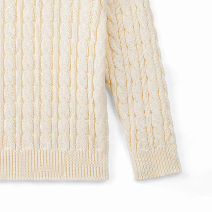 Classic Cable Knit Toddler Sweater – Cream
