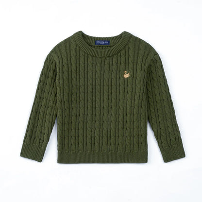 Classic Cable Knit Toddler Sweater – Forest Green