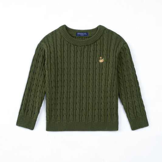 Classic Cable Knit Toddler Sweater – Forest Green