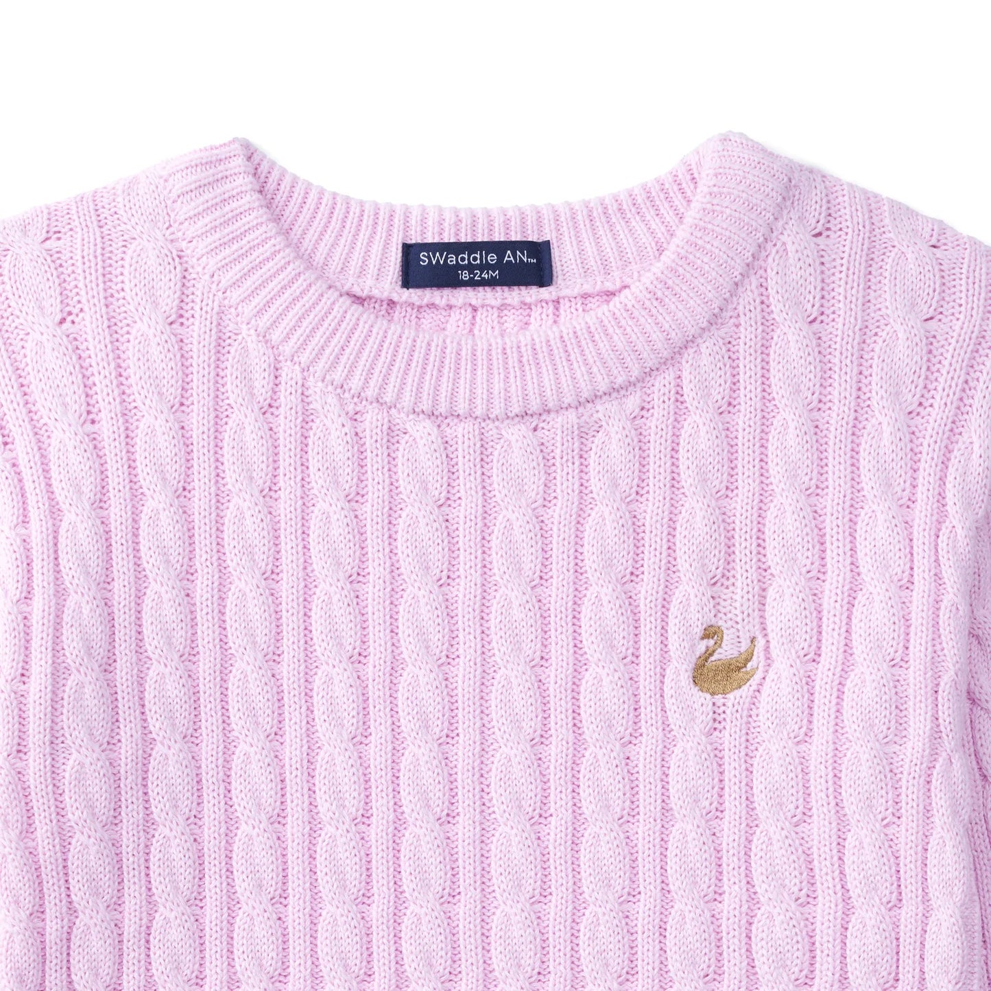 Classic Cable Knit Baby Sweater in Lilac