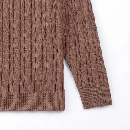 Classic Cable Knit Baby Sweater in Mocha
