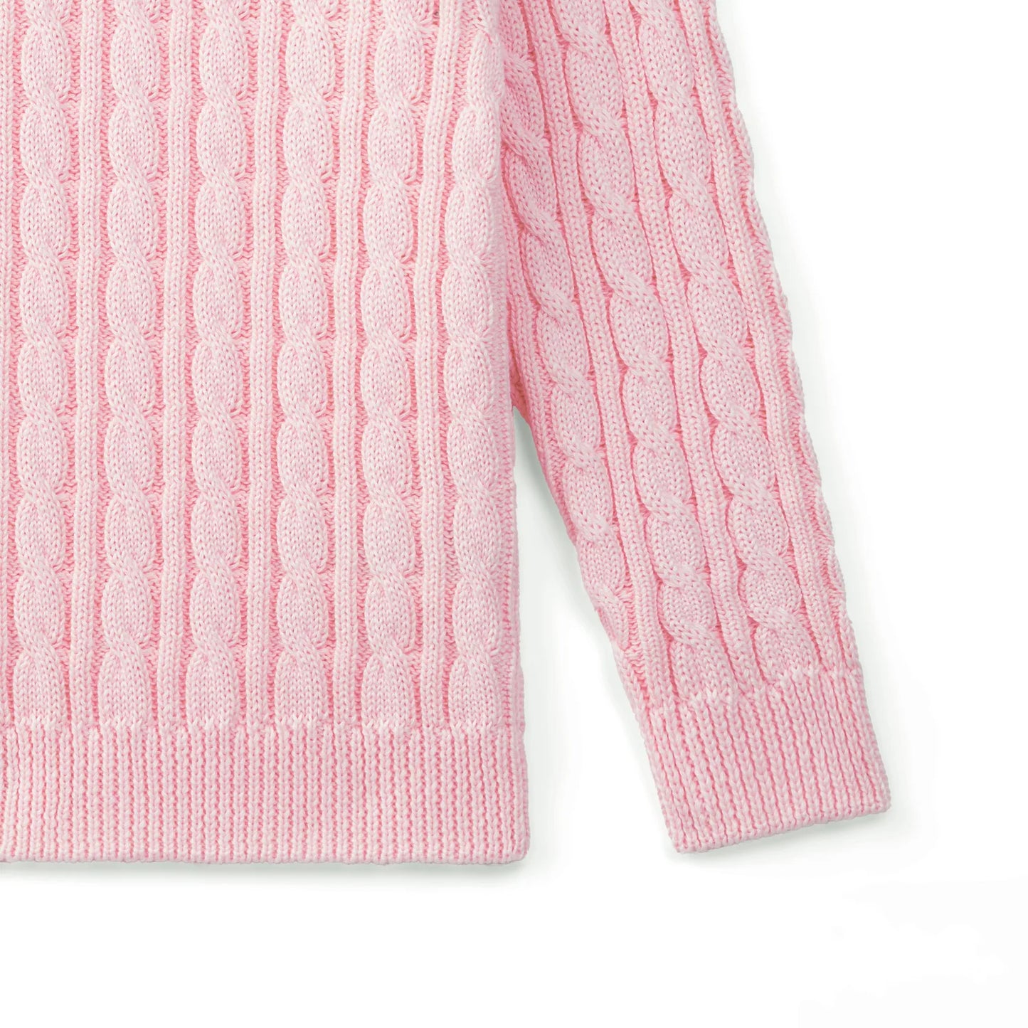 Classic Cable Knit Baby Sweater in Pink