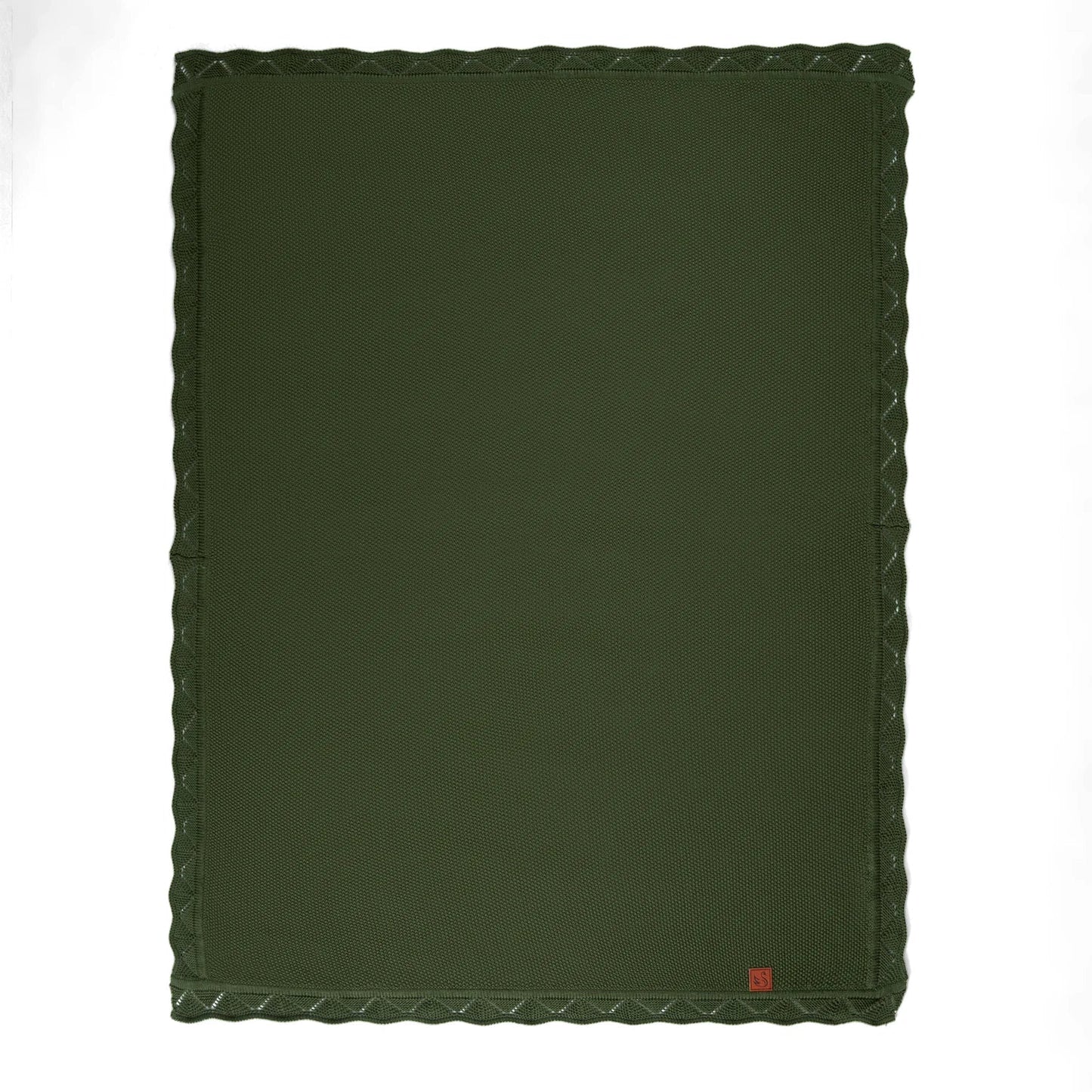 Heirloom Lace Knit Baby Blanket in Forest Green