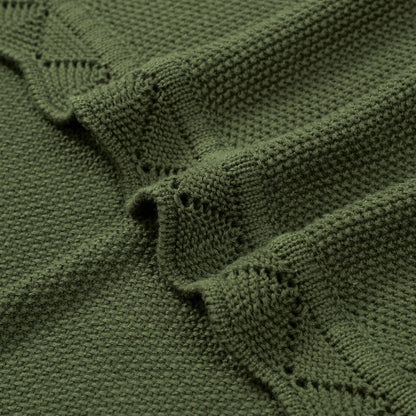 Heirloom Lace Knit Baby Blanket in Forest Green