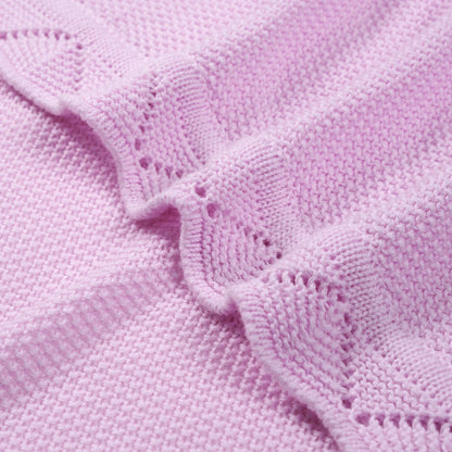 Heirloom Lace Knit Baby Blanket in Lilac