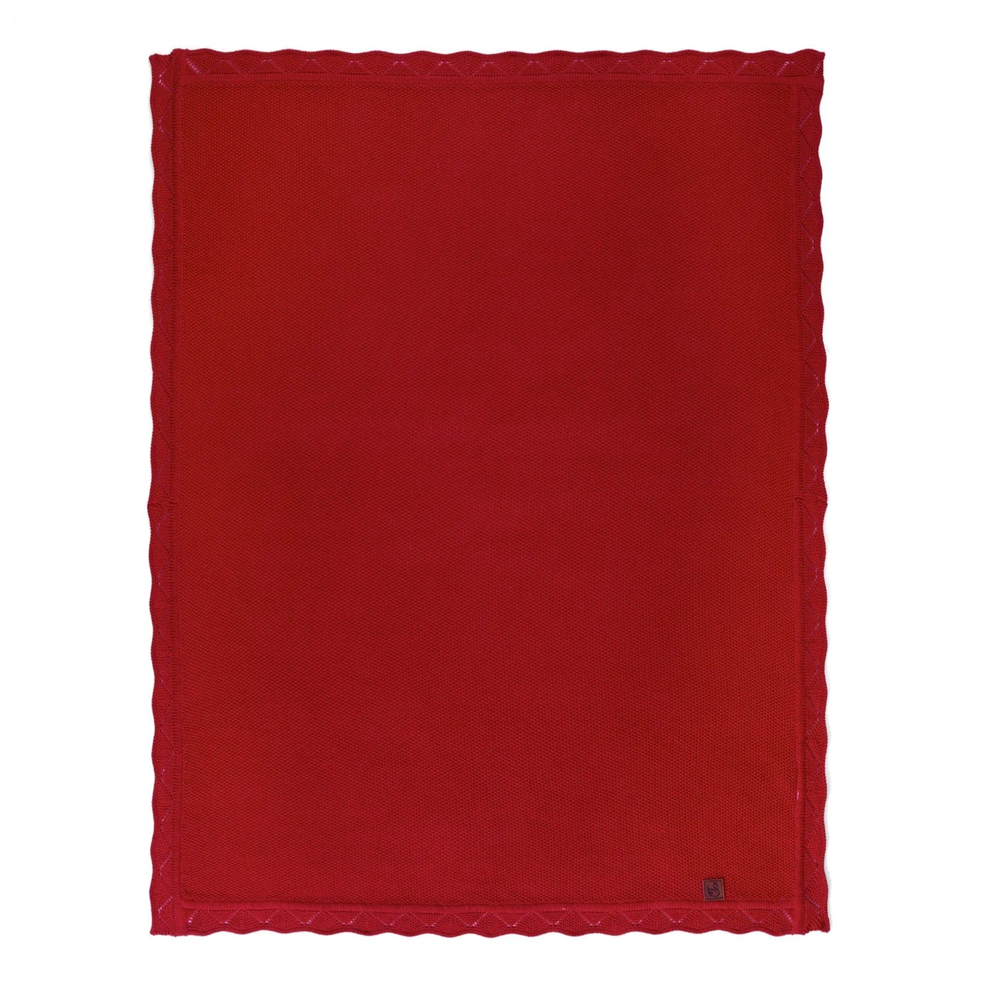 Heirloom Lace Knit Baby Blanket in Red Xmas