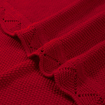 Heirloom Lace Knit Baby Blanket in Red Xmas