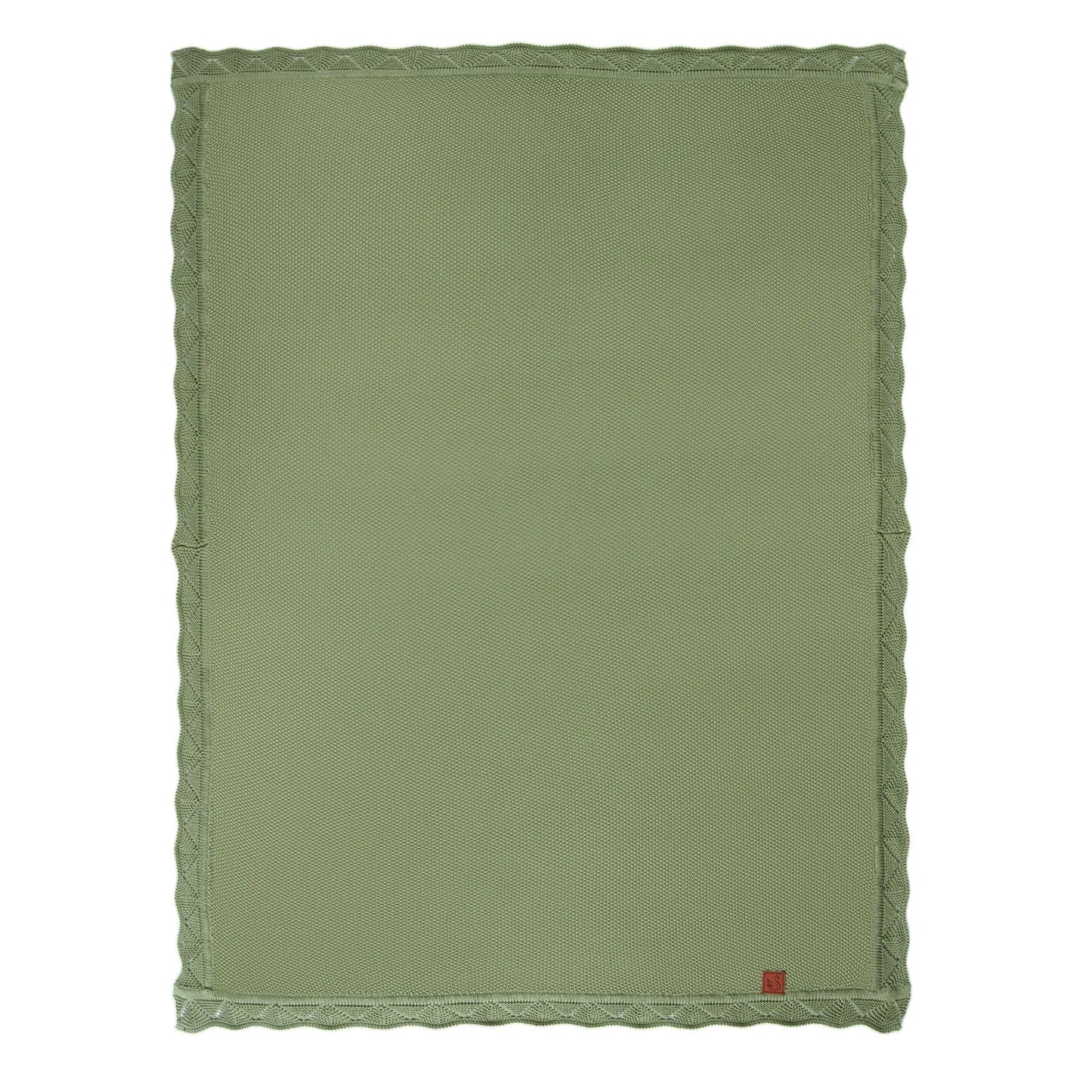 Heirloom Lace Knit Baby Blanket in Sage Green