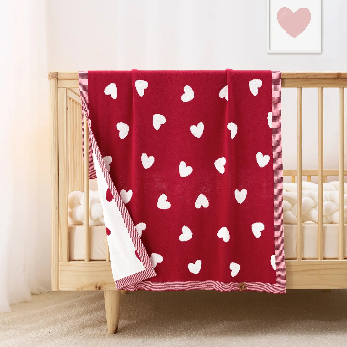 Valentine Heart Jacquard Baby Blanket
