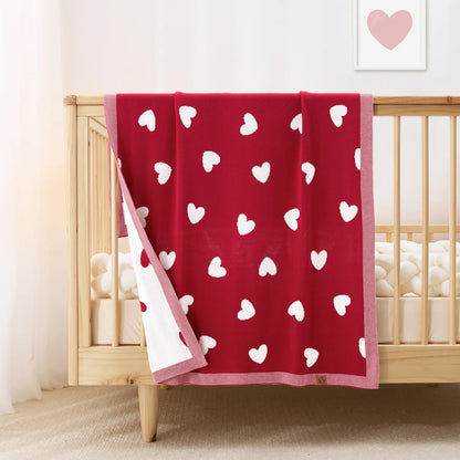 Valentine Heart Jacquard Baby Blanket
