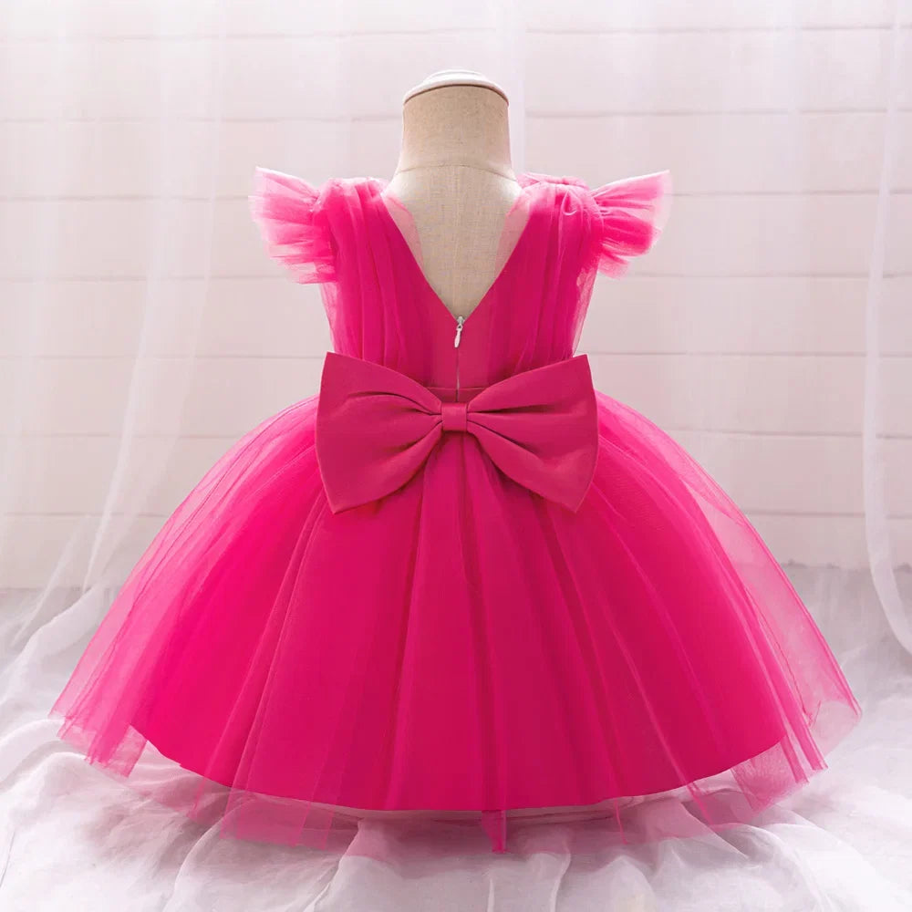 Toddler Girls Princess Party Dress – Bow & Fly Sleeve