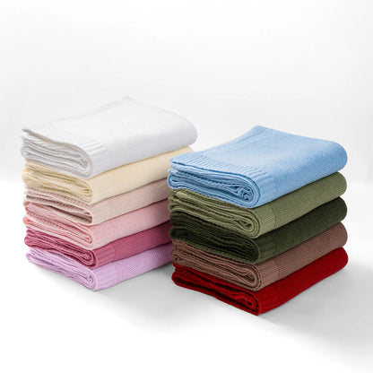 Classic Knit Cotton Baby Blanket in Rose Pink