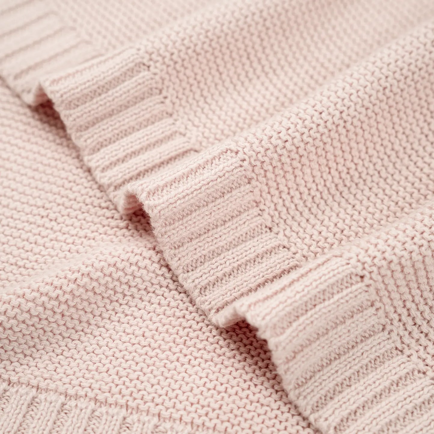Classic Knit Cotton Baby Blanket in Beige