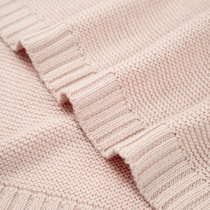 Classic Knit Cotton Baby Blanket in Beige