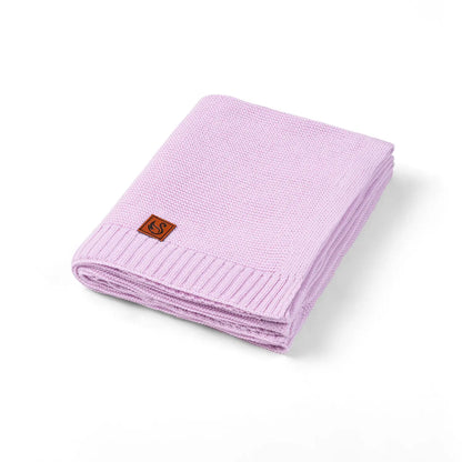 Classic Knit Cotton Baby Blanket in Lilac