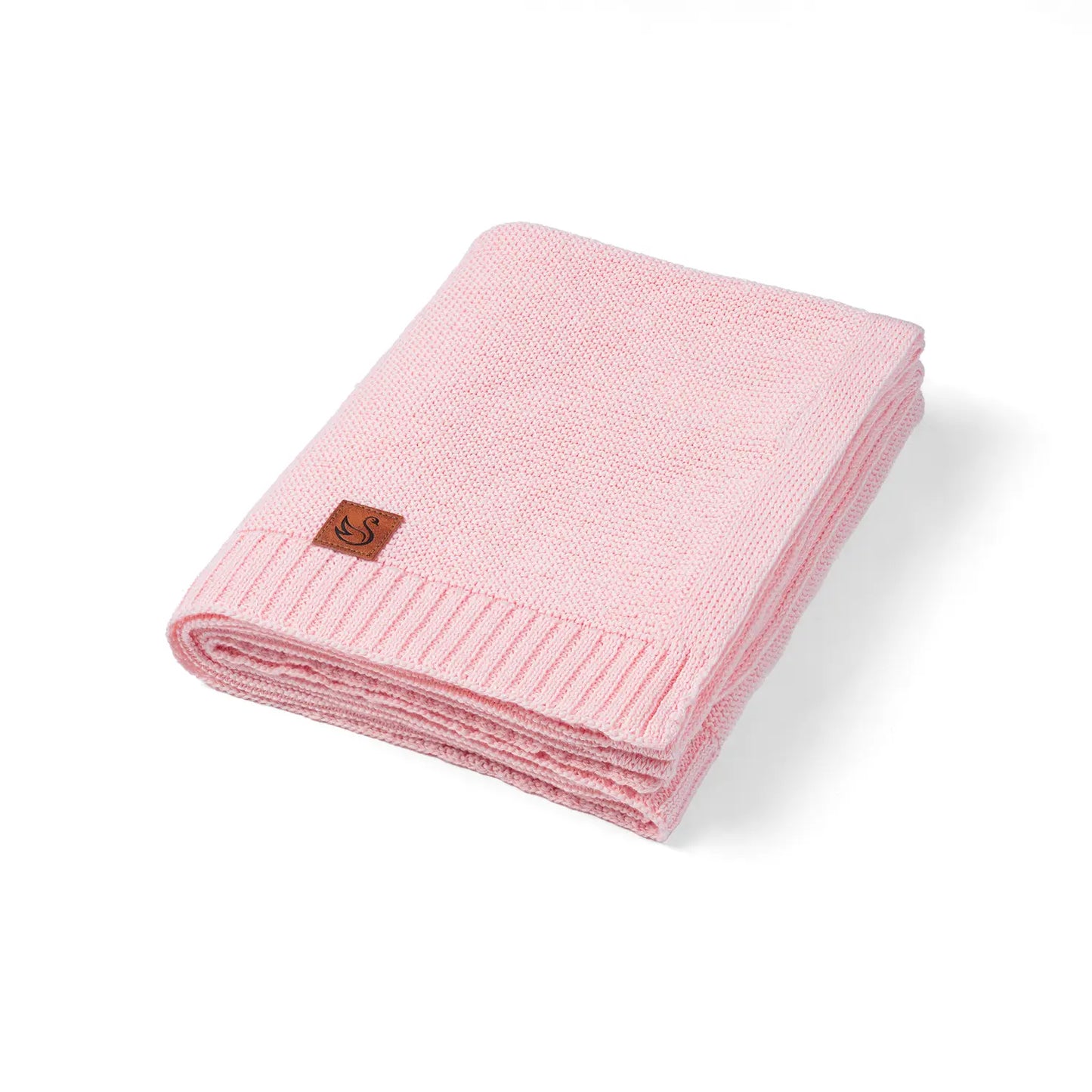 Classic Knit Cotton Baby Blanket in Pink