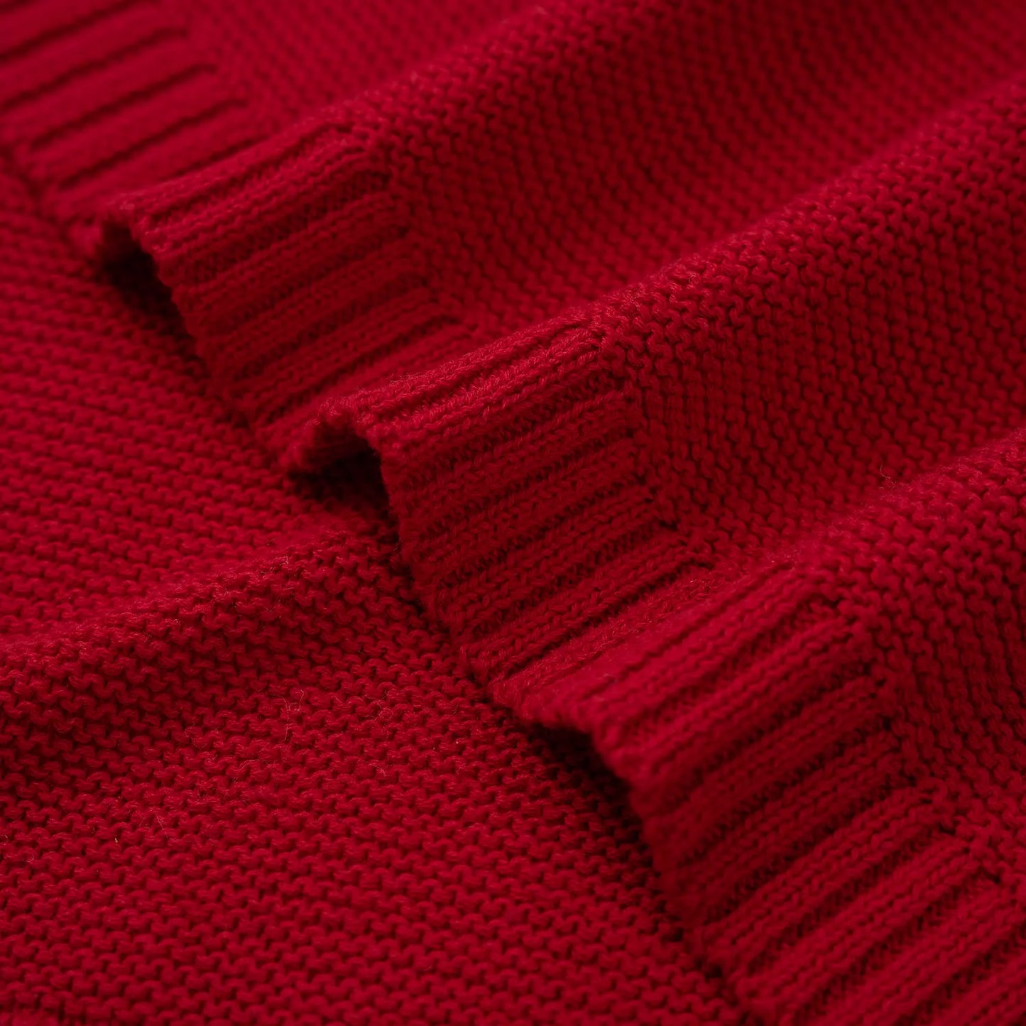 Classic Knit Cotton Baby Blanket in Red Xmas