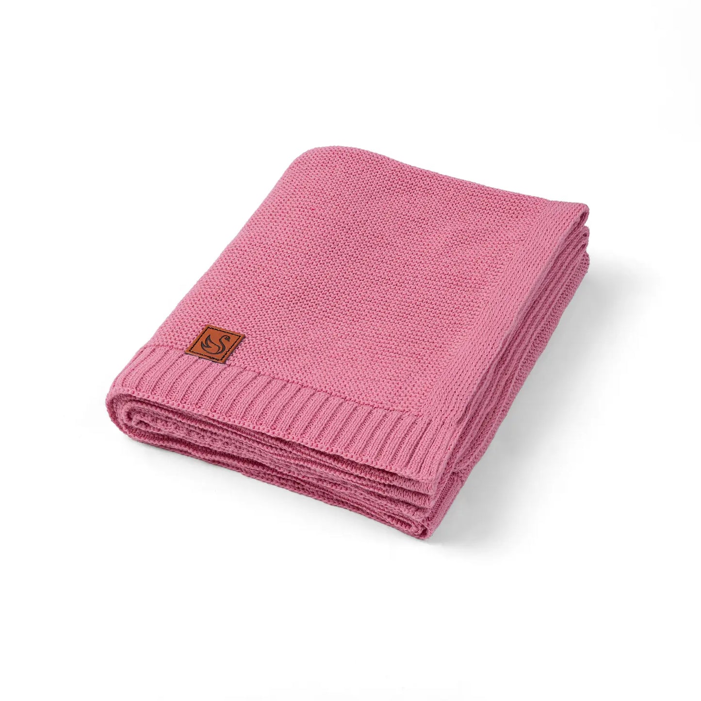 Classic Knit Cotton Baby Blanket in Rose Pink