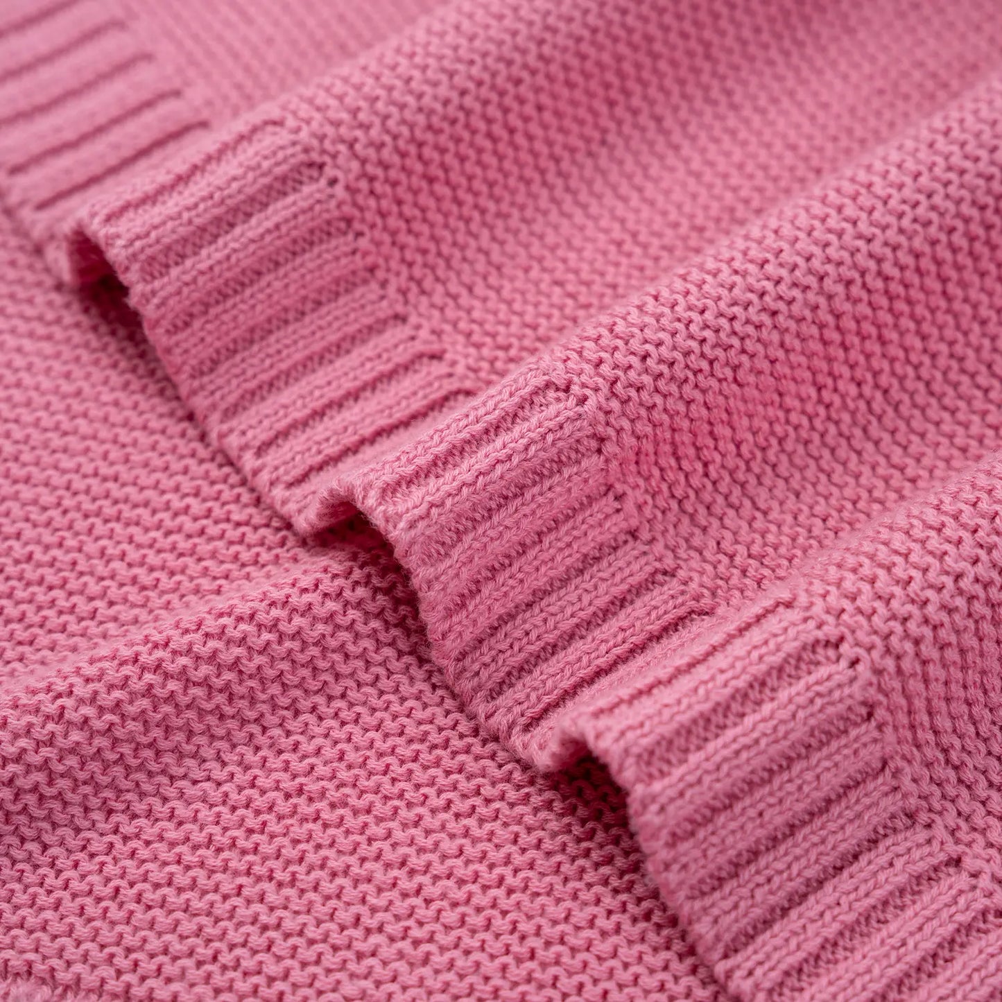 Classic Knit Cotton Baby Blanket in Rose Pink