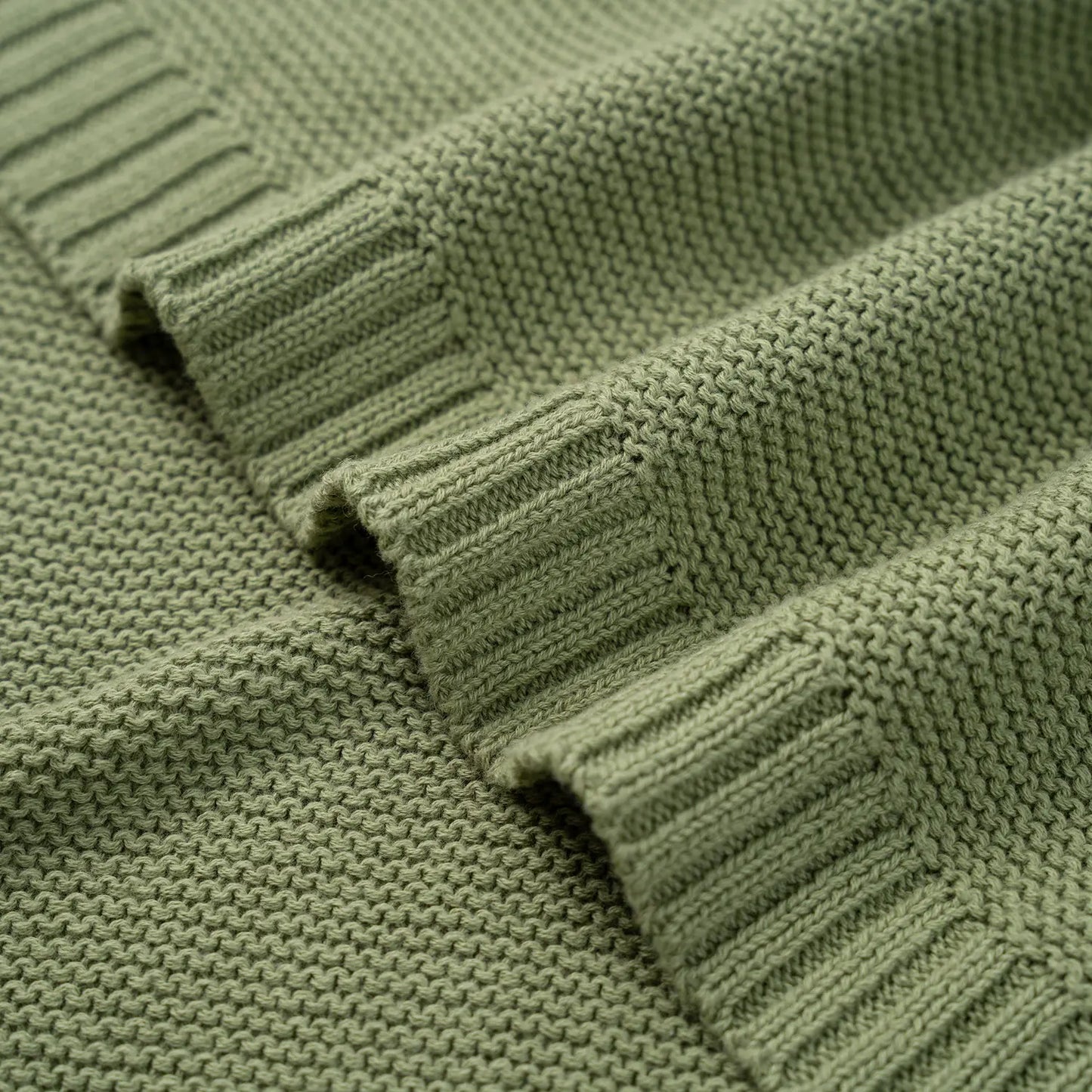 Classic Knit Cotton Baby Blanket in Sage Green