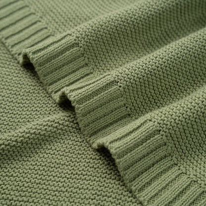 Classic Knit Cotton Baby Blanket in Sage Green