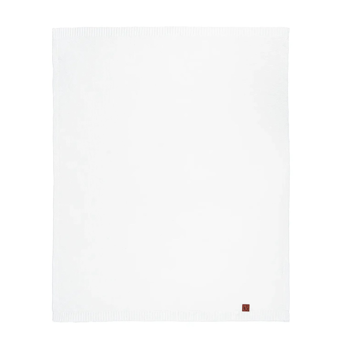 Classic Knit Cotton Baby Blanket in White