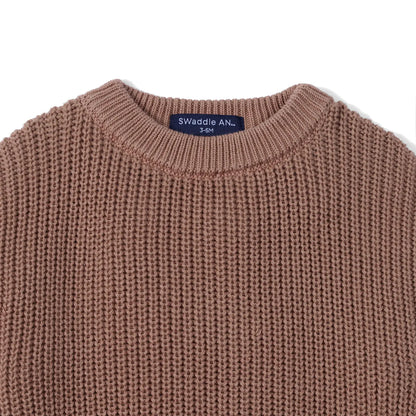 Classic Chunky Knit Baby Romper in Mocha