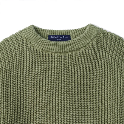 Classic Chunky Knit Baby Romper in Sage Green