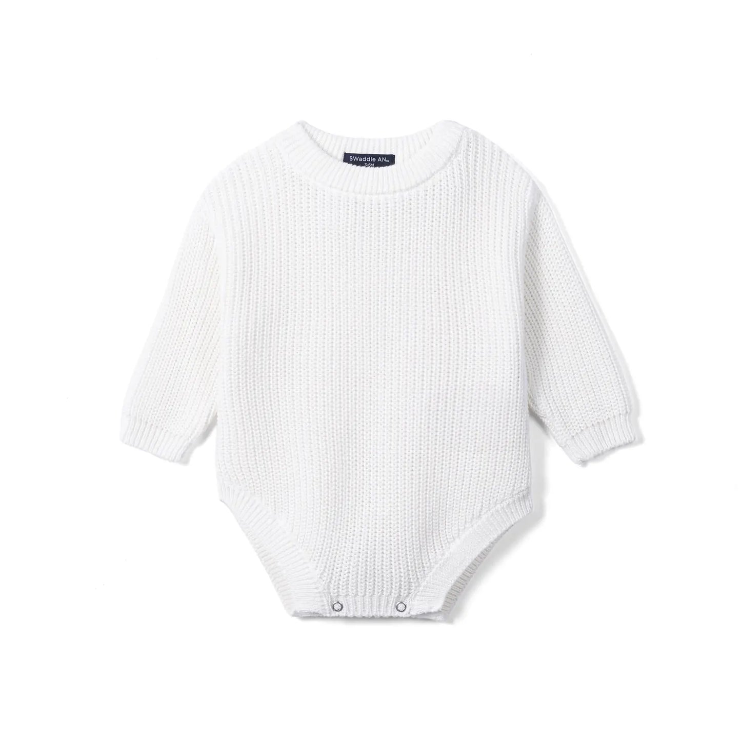 Classic Chunky Knit Baby Romper in White