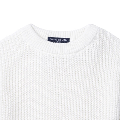 Classic Chunky Knit Baby Romper in White