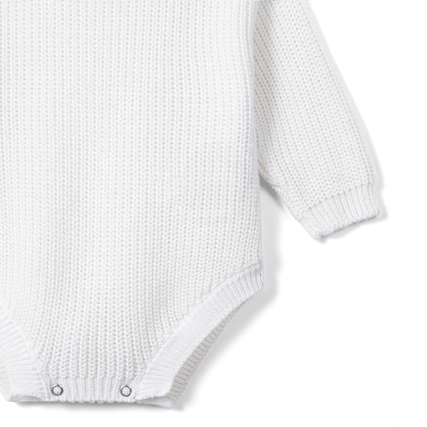 Classic Chunky Knit Baby Romper in White